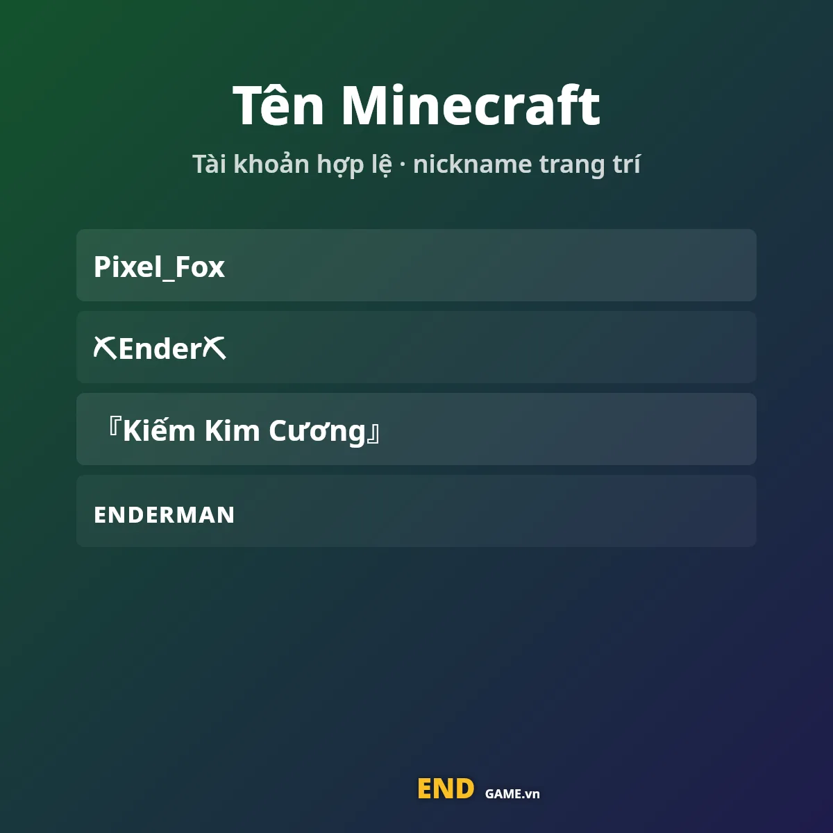 Công thức ghép tên Minecraft: tên tài khoản gạch dưới và nickname kí tự đặc biệt