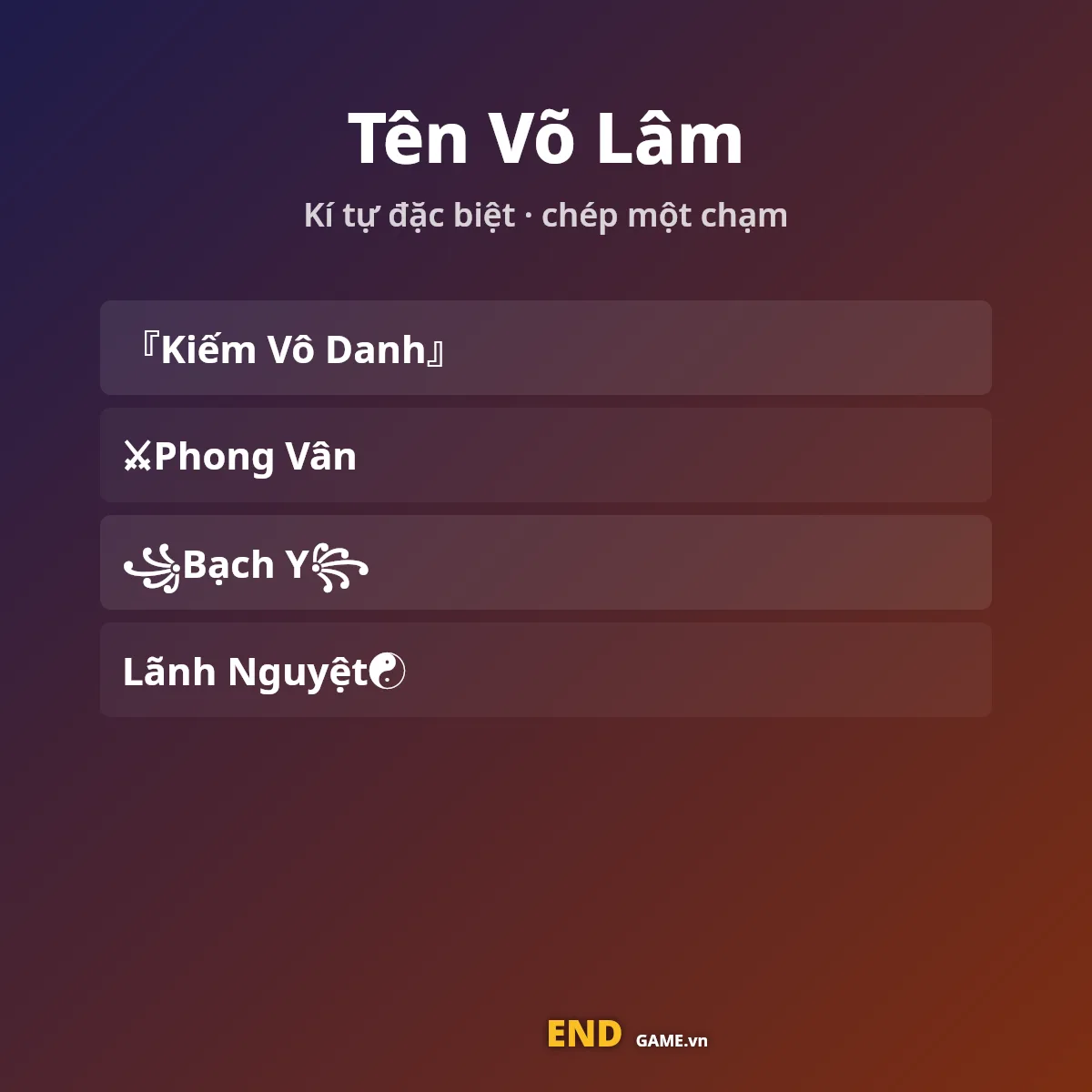 Công thức ghép tên Võ Lâm: khung kép, tag bang hội, kí hiệu bát quái